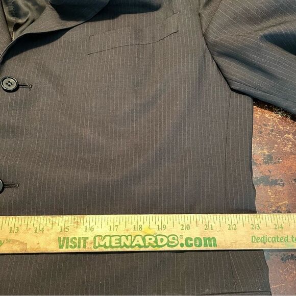 Canali charcoal pinstripe single‎ vent flat front suit 56R Italy 46R US 40X30 - Picture 5 of 10